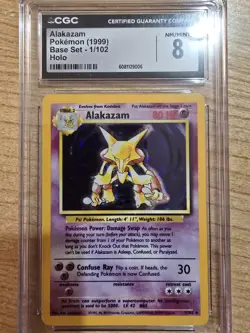 Alakazam Pokemon 1999 Base Set 1/102 Holographic Vintage Rare Original CGC 8 - Image 1