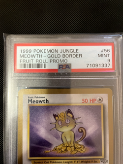 WOTC LOW POP PSA 9 Gold Boarder Meowth 1999 Pokemon Fruit Roll Promo Jungle Set - Image 2
