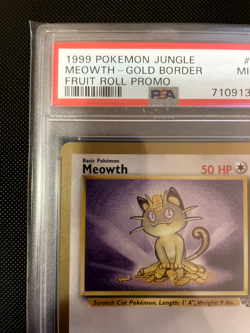 WOTC LOW POP PSA 9 Gold Boarder Meowth 1999 Pokemon Fruit Roll Promo Jungle Set - Image 3