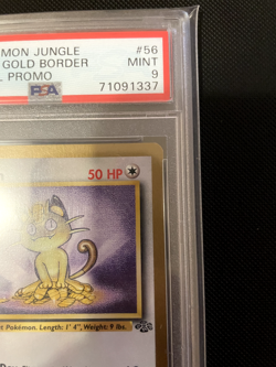 WOTC LOW POP PSA 9 Gold Boarder Meowth 1999 Pokemon Fruit Roll Promo Jungle Set - Image 4