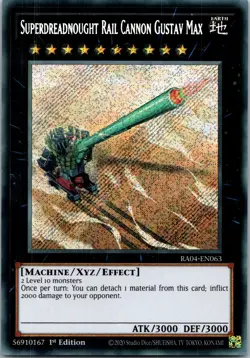 Yugioh Superdreadnought Rail Cannon Gustav Max RA04-EN063 1st Edition Secret NM - Image 1