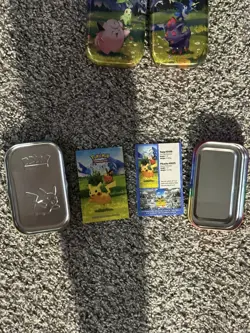 Lot of 4 Pokemon Ascended Heroes Empty Mini Tins Includes 2 Art Cards & Sticker - Image 2
