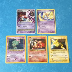 Pokemon TCG 5 Promo Card Lot Mewtwo X, Jirachi, Arcanine, Pikachu, Misdreavus - Image 1