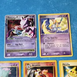 Pokemon TCG 5 Promo Card Lot Mewtwo X, Jirachi, Arcanine, Pikachu, Misdreavus - Image 4