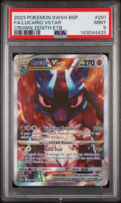 Lucario V Max SWSH 291 Black Star Promo Pokemon Card PSA 9 - Image 1