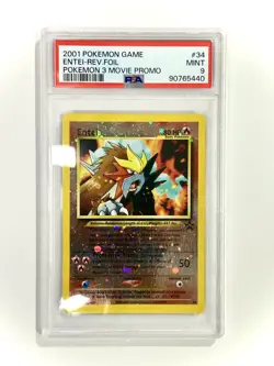 2001 Entei #34 Pokemon Movie 3 Black Star Promo Reverse Holo Card PSA 9 MINT - Image 1