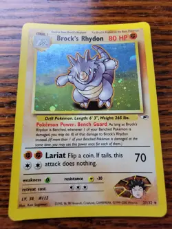 Brock's Rhydon 2/132 Gym Heroes Holo Pokemon Card PL - Image 1