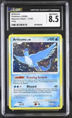 CGC 8.5 Articuno 2008 Majestic Dawn 1/100 Holo Pokemon Card - Image 1