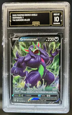 2020 Pokemon SWSH Darkness Ablaze Grimmsnarl V #114/189 GMA 10 - Image 1