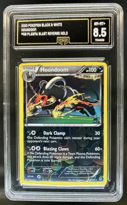 2013 Pokemon Black & White Plasma Blast Houndoom Reverse Holo #56/101 GMA 8.5 - Image 1