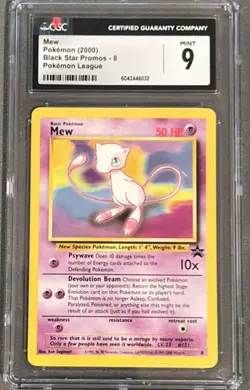 2000 POKEMON PROMO BLACK STAR POKEMON LEAGUE #8 MEW CGC Mint 9 - Image 1