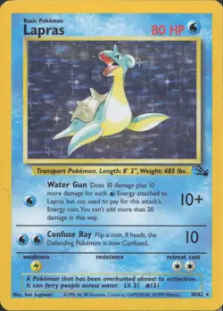 Pokemon TCG - Lapras 10/62 Holo Rare Fossil - 695 - Image 1