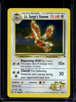 2000 Pokemon Gym Heroes Lt. Surge's Fearow Holo #7/132 - Image 1