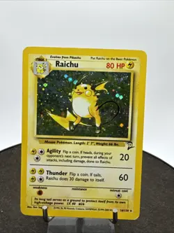 Pokemon TCG Raichu Base Set 2 16/130 Holo Unlimited Holo Rare WOTC SWIRL - Image 1