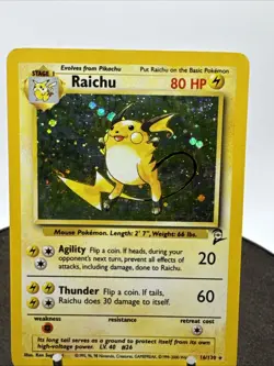 Pokemon TCG Raichu Base Set 2 16/130 Holo Unlimited Holo Rare WOTC SWIRL - Image 2