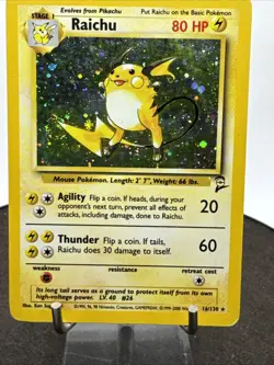 Pokemon TCG Raichu Base Set 2 16/130 Holo Unlimited Holo Rare WOTC SWIRL - Image 3