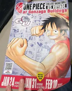 One Piece Monkey.D.Luffy College Basketball Promo Card + Gonzaga Poster *IN HAND - Image 3