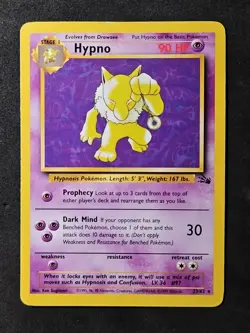 Hypno 23/62 Rare Fossil Set Pokemon Card Non-Holo (1A) - Image 1