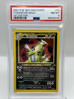 Tyranitar 12/75 Neo Discovery 1st Ed Holo Rare Vintage Pokemon TCG Card PSA 8 - Image 1