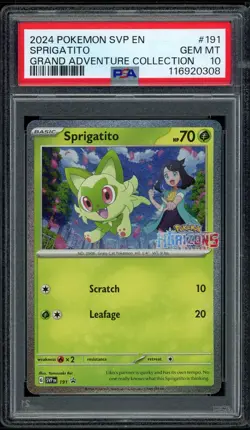 2024 PSA 10 Pokemon SVP EN Sprigatito Holo 191 BSP Grand Adventure Coll Card - Image 1