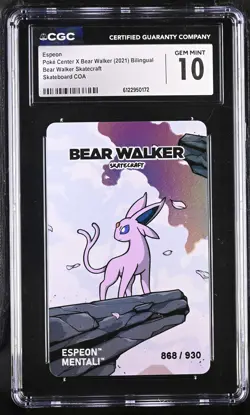 CGC 10 GEM MINT Espeon 2021 Pokemon Center X Bear Walker Pokemon Card - Image 1