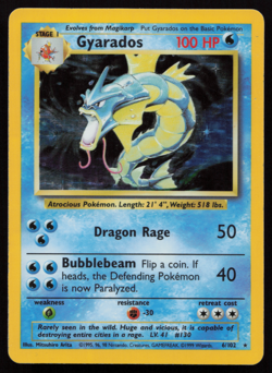 Gyarados 6/102 Base Set Unlimited Holo Rare Pokemon Card WOTC MP! - Image 1