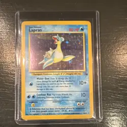 Pokemon Lapras Fossil 10/62 Holo Rare 80 HP Unlimited 1999 TCG Card - Image 1