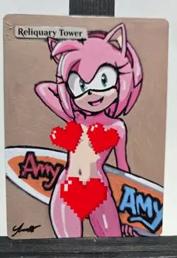 MTG Reliquary Tower Alter Art Amy Rose Sonic Waifu Hand Painted BAZAYO 18+ - Image 1