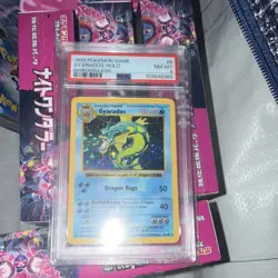 Pokemon TCG Gyarados Holo Rare Base Set Shadowless PSA 8 1999 006/102 - Image 1