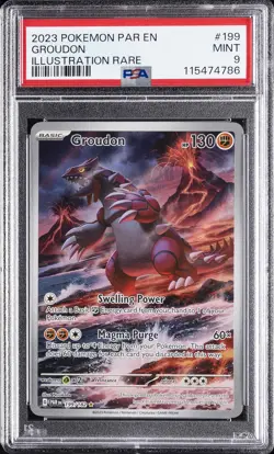 2023 POKEMON PAR EN-PARADOX RIFT ILLUSTRATION RARE #199 GROUDON PSA 9 - Image 1