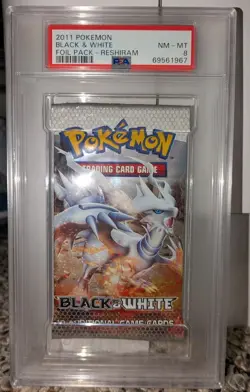 Pokemon Black and White Base Set Reshiram Factory Sealed Booster Pack PSA 8 - Image 1