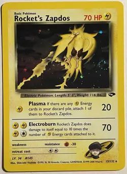 Rocket’s Zapdos HOLO Gym Challenge (2000) 15/132 Original Vintage Pokemon Cards - Image 1