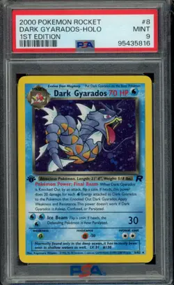 PSA 9 ENGLISH POKEMON 1ST ED DARK GYARADOS HOLO RARE 8/82 TEAM ROCKET 2000 - Image 1