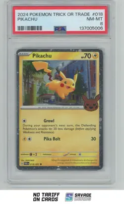 2024 Pokemon Halloween Promo Trick Or Trade Holo Pikachu PSA 8 #018/091 - Image 1