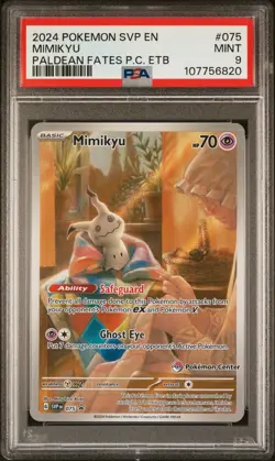 Mimikyu 075/091 Paldean Fates Pokemon Center Elite Trainer Box Pokemon PSA 9 - Image 1