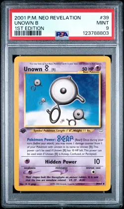 2001 POKEMON NEO REVELATION 1ST EDITION #39 UNOWN B PSA 9 - Image 1