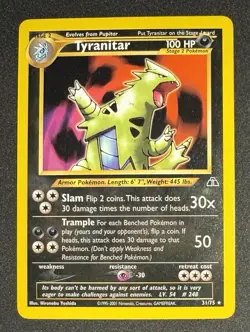Tyranitar 31/75 Non Holo Rare Neo Discovery Unlimited Vintage Pokemon TCG NM/M - Image 1
