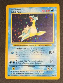 Lapras 10/62 Holo Foil Rare Fossil Unlimited Vintage 1999 Pokemon TCG LP/M - Image 1