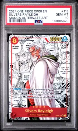 Silvers Rayleigh PSA 10 - OP08-118 - Manga Alt Art SEC - One Piece TCG - Image 1