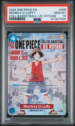 2026 One Piece EN College Basketball US Voyage #055 Monkey D. Luffy PSA 10 - Image 1
