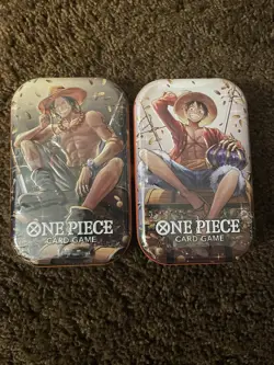 One Piece CCG OP-13 Mini Tin Set Vol 2 (2 Tins) LUFFY Promo Sealed 4 Booster - Image 1