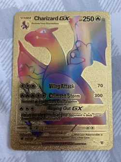 Pokemon Charizard GX Rainbow Gold Foil Card (Fan Art) - Image 1
