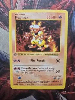 MP* 1st edition Pokemon MAGMAR Card BASE Set 36/102 First ed Shadowless - Image 1