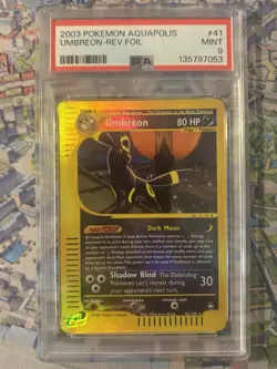 2003 Pokemon Aquapolis Umbreon Reverse Holo #41 PSA 9 🔥 Mint Cert# 135797053 - Image 1