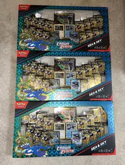 Pokemon TCG Crown Zenith Sea and Sky Premium Collection Box Set Lot of 3 - Image 1