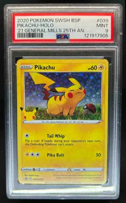 2021 Pokemon 25th Anniversary General Mills Promo Pikachu #SWSH039 PSA 9 - Image 1