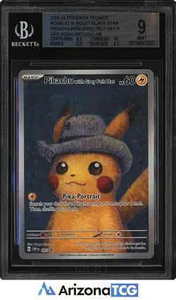 Pokemon 2023 Pikachu with Grey Felt Hat 085 Van Gogh Art Collab Promo BGS 9 - Image 1