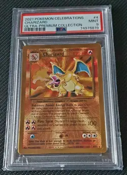 2021 Pokemon Celebrations Premium Collection #4 Charizard Metal PSA 9 Mint - Image 1