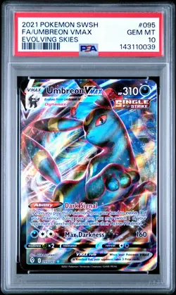 2021 POKEMON SWORD & SHIELD EVOLVING SKIES #095 FULL ART/UMBREON VMAX PSA 10 - Image 1