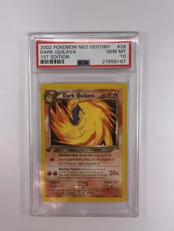 2002 Pokemon Neo Destiny 1st Edition #39 Dark Quilava PSA 10 GEM MINT - Image 1